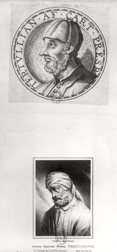Two portraits of Quintus Septimus Florens Tertullianus known as Tertullian by Etienne Gautier